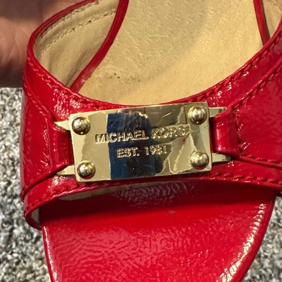 Michael Kors Red Mules with Gold Accents - Picture 3 of 4